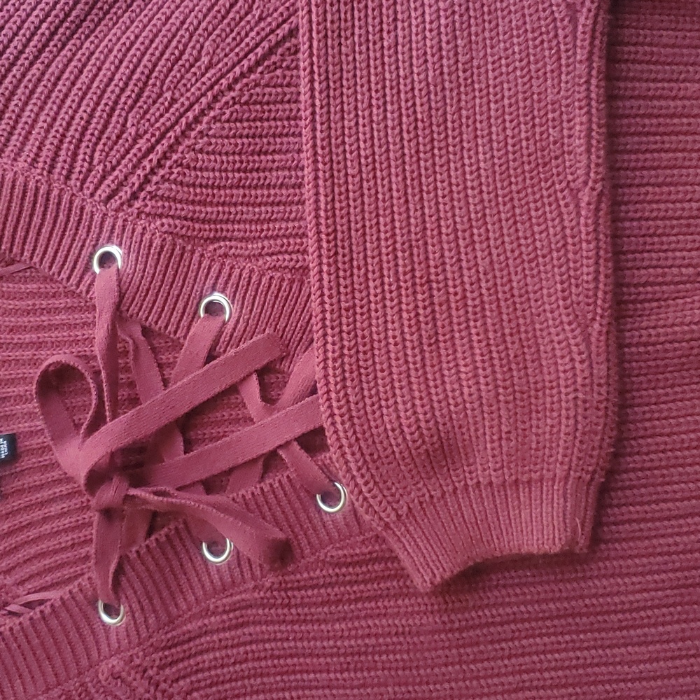 Kendall and Kylie Burgundy Cotton Sweater - Picture 5 of 5